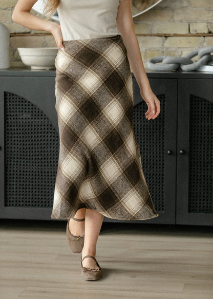 Sonata Plaid Bias Midi Skirt FF Skirts
