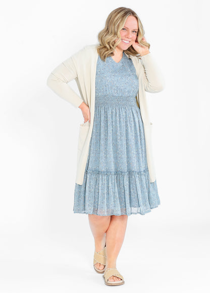 Sophie V Neck Flutter Sleeve Floral Midi Dress IC Dresses
