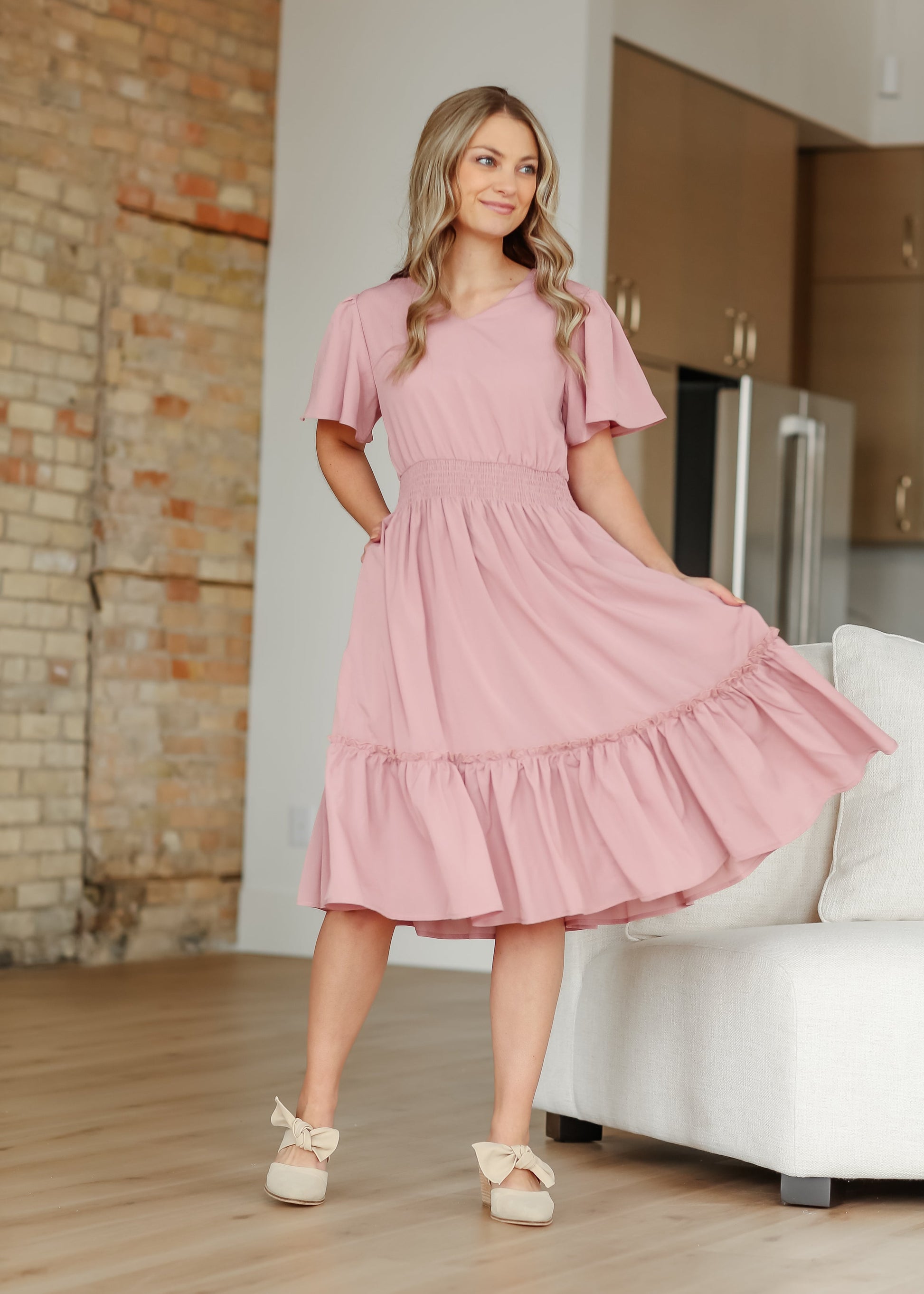 Sophie V-Neck Midi Dress IC Dresses