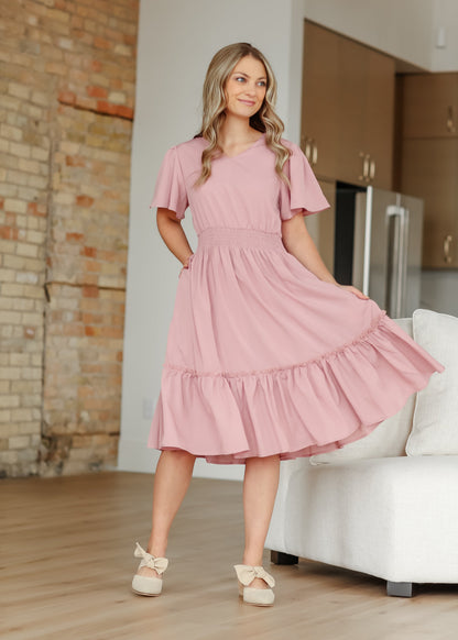 Sophie V-Neck Midi Dress IC Dresses