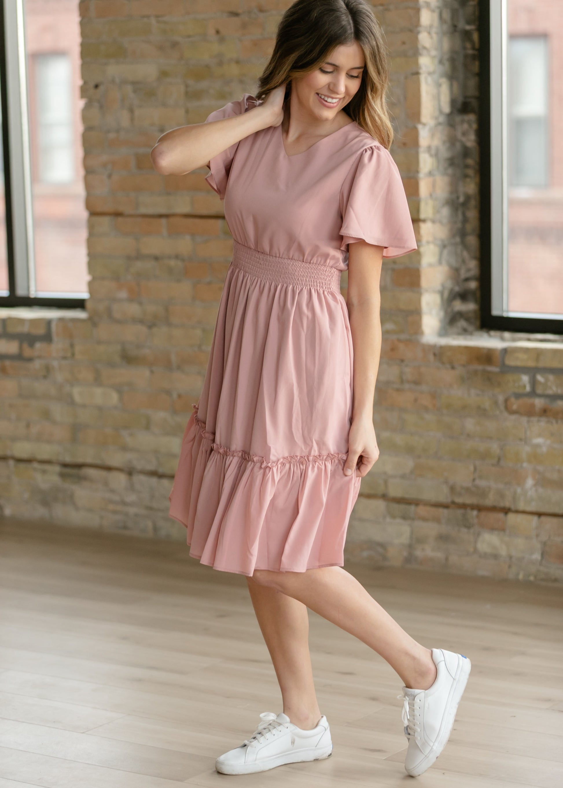 Sophie V-Neck Midi Dress IC Dresses