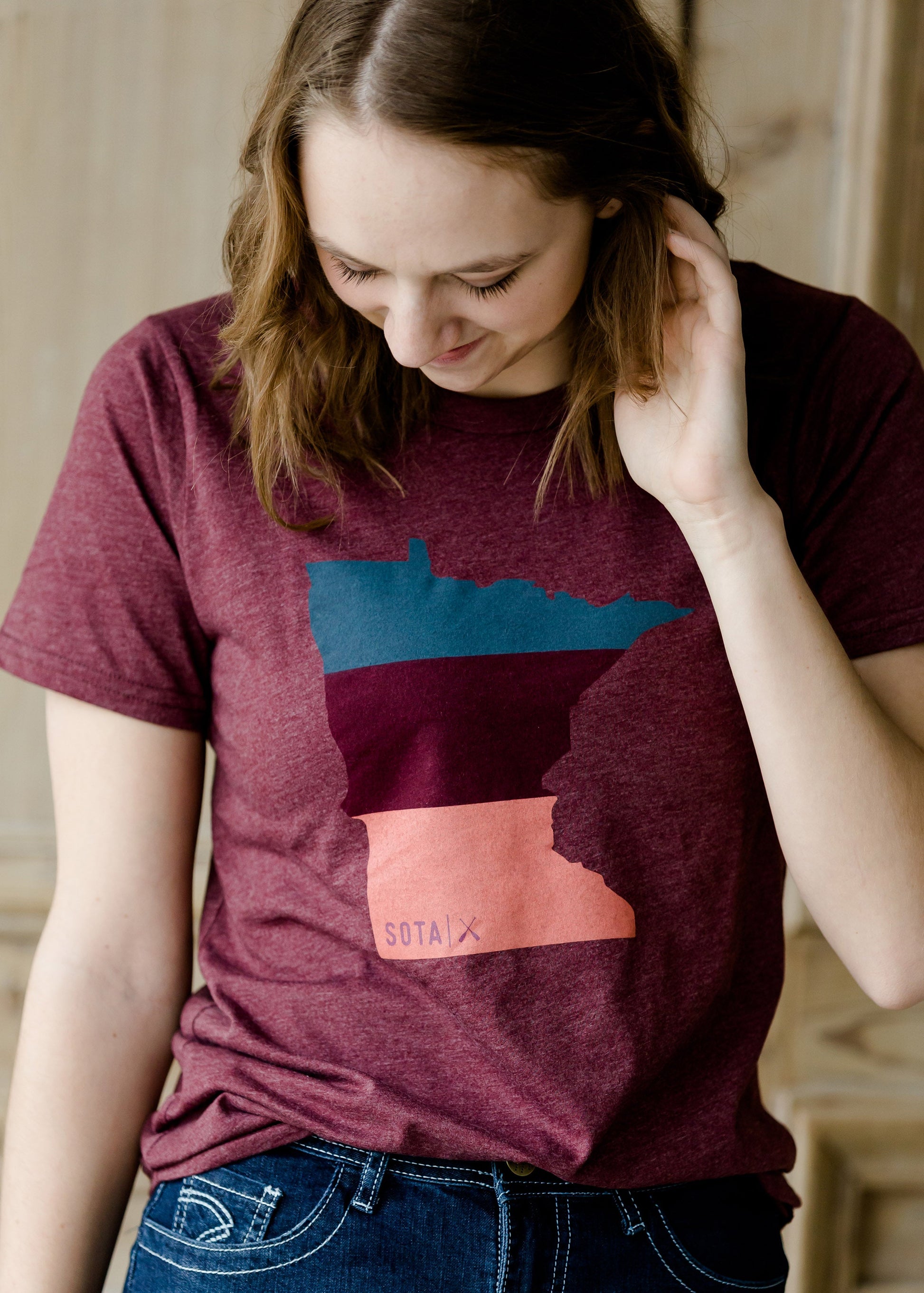 Sota' Logo Burgandy Tee - FINAL SALE Tops