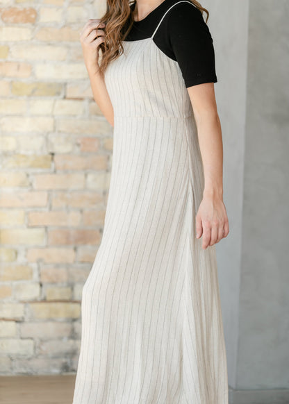 Spaghetti Strap Pinstripe Maxi Dress FF Dresses