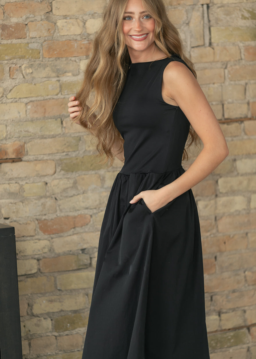 SPANX® Women's Black High Neck Midi Dress FF Dresses