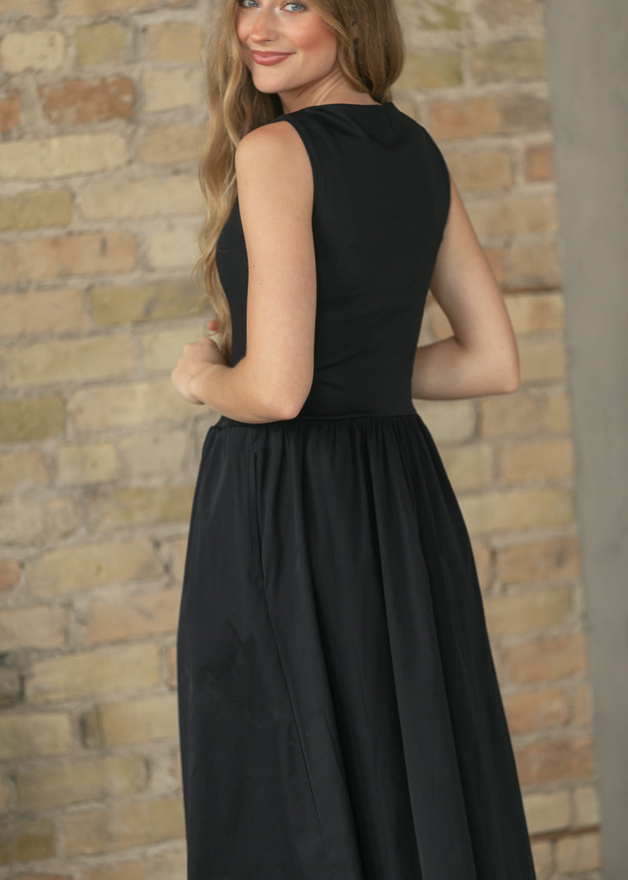 SPANX® Women's Black High Neck Midi Dress FF Dresses