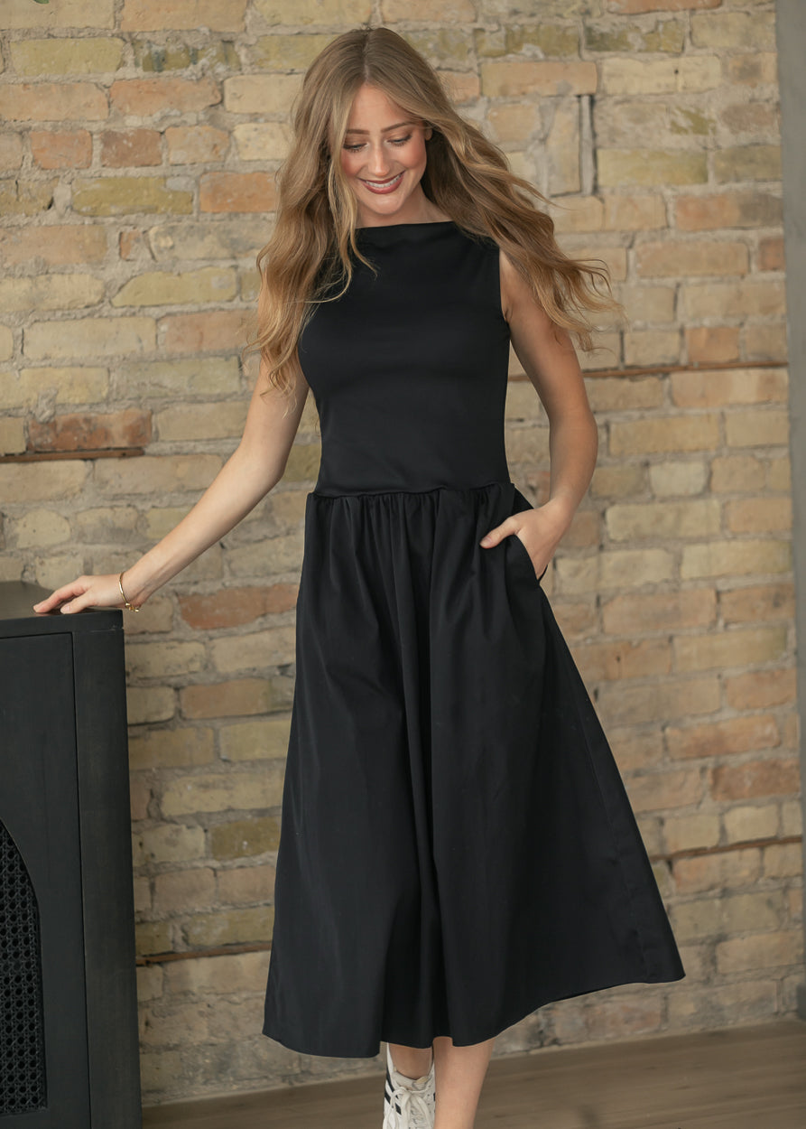 SPANX® Women's Black High Neck Midi Dress FF Dresses