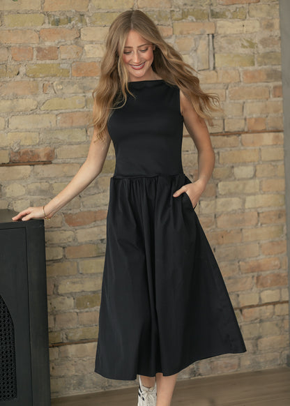 SPANX® Women's Black High Neck Midi Dress FF Dresses
