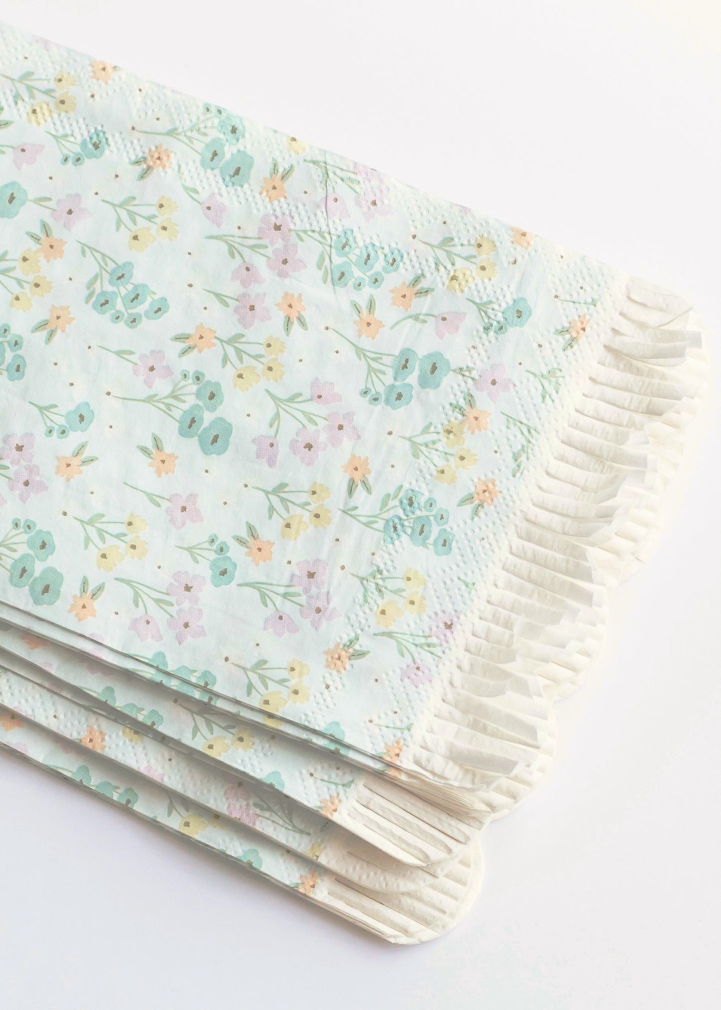 Spring Floral Scallop Fringe Guest Napkin 24ct FF Home + Lifestyle