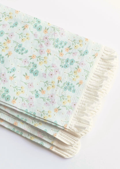 Spring Floral Scallop Fringe Guest Napkin 24ct FF Home + Lifestyle