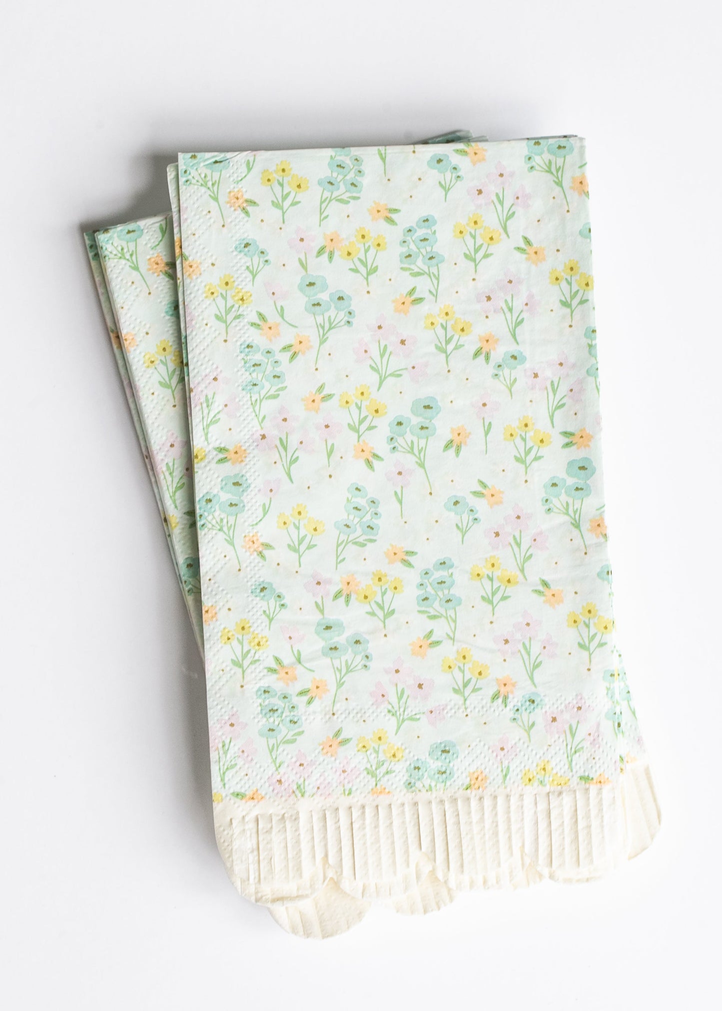 Spring Floral Scallop Fringe Guest Napkin 24ct FF Home + Lifestyle