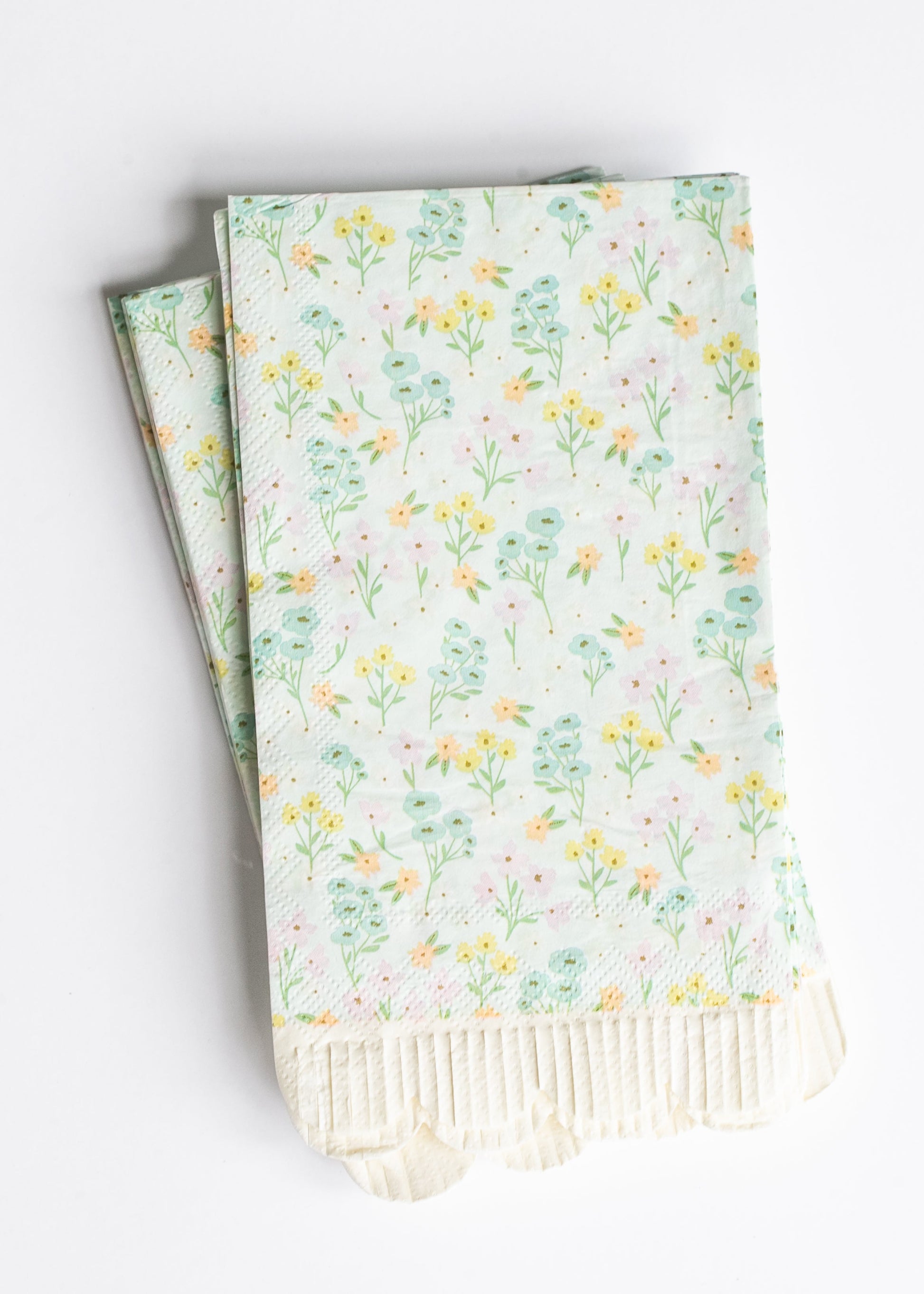 Spring Floral Scallop Fringe Guest Napkin 24ct FF Home + Lifestyle