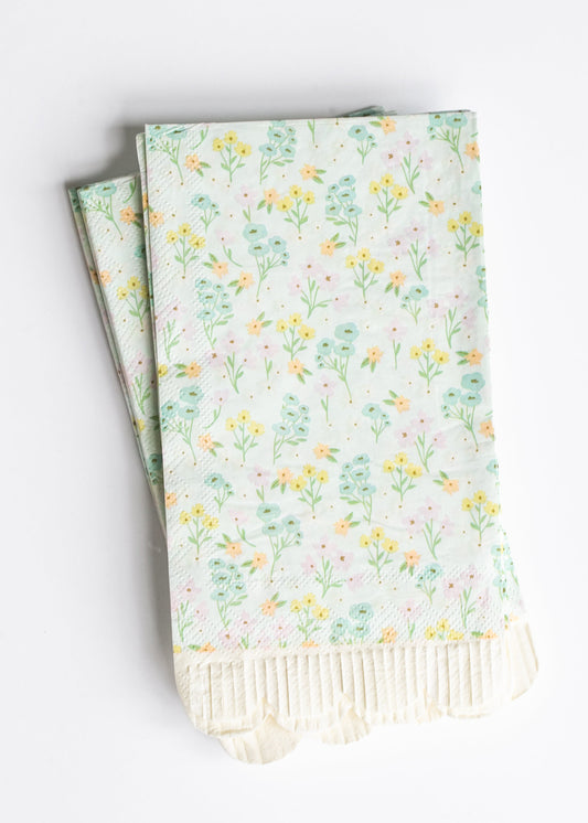 Spring Floral Scallop Fringe Guest Napkin 24ct FF Home + Lifestyle
