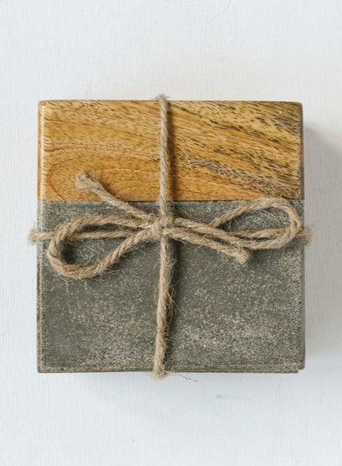 Square Cement + Wood Coasters Accessories