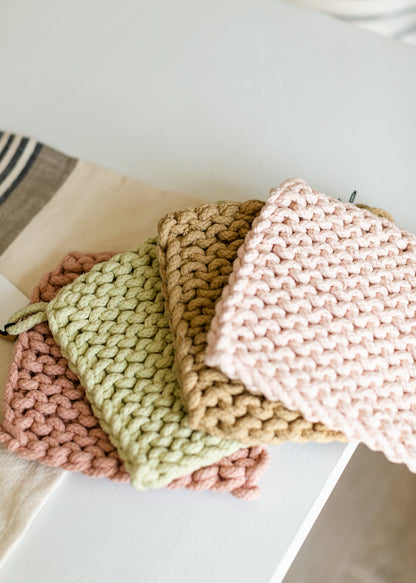 Square Cotton Crochet Pot Holders Home & Lifestyle