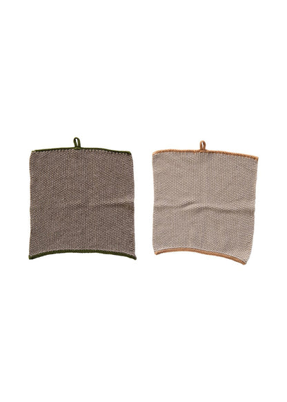 Square Cotton Knit Dish Cloth with Loop - Set of 2 - FINAL SALE Home & Lifestyle