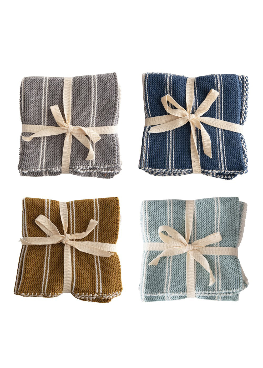 Square Cotton Knit Dish Cloths - Set of 2 - FINAL SALE FF Home + Lifestyle Gray