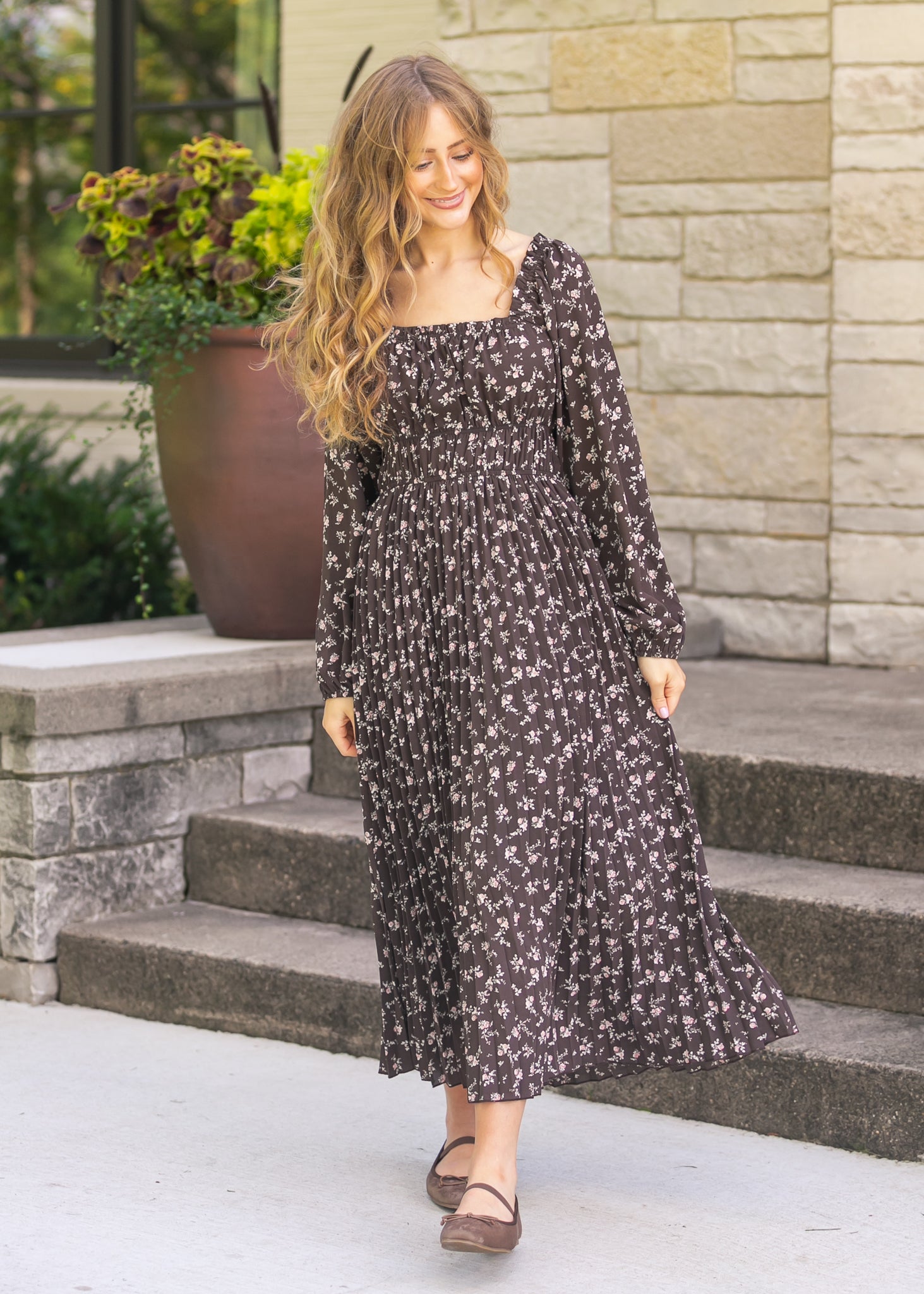 square neck floral maxi dress Square Neck Floral Maxi Dress