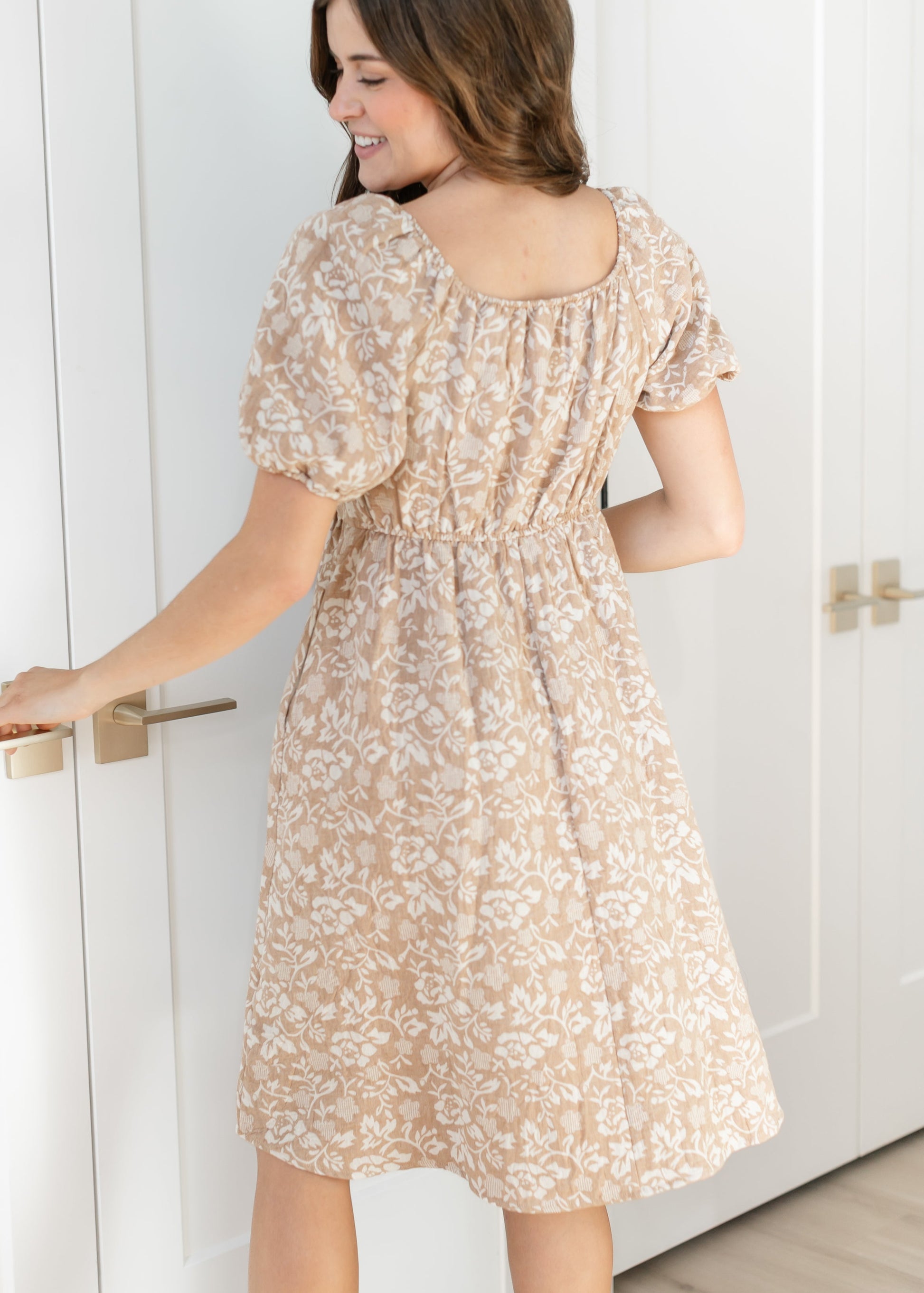 midi jacquard dress Square Neck Jacquard Midi Dress