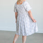 Square Neck Smocked Floral Midi Dress FF Dresses