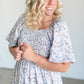 Square Neck Smocked Floral Midi Dress FF Dresses