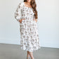 Square Neck Smocked Rose Midi Dress FF Dresses
