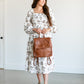 Square Neck Smocked Rose Midi Dress FF Dresses