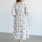 Square Neck Smocked Rose Midi Dress FF Dresses