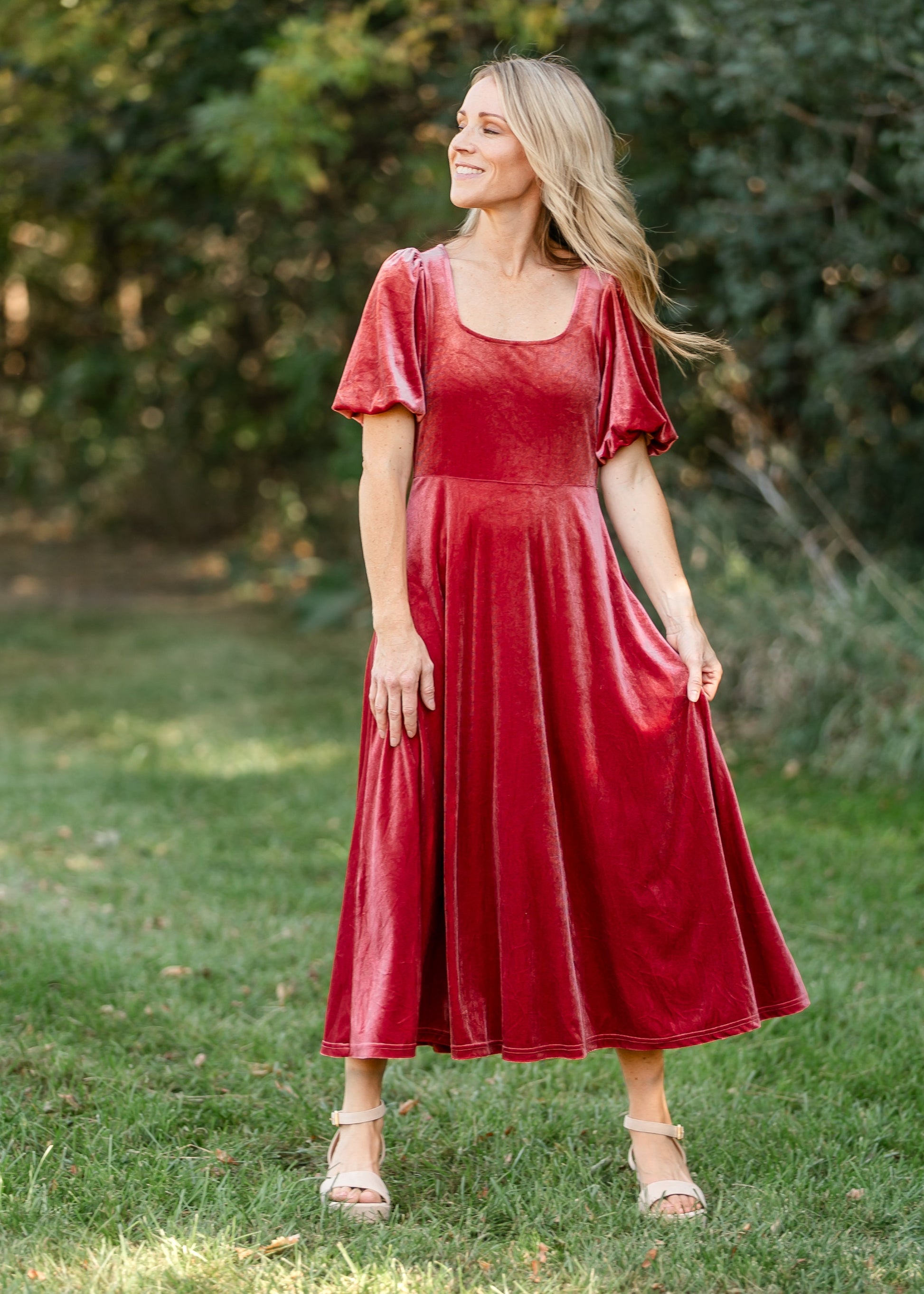 Square Neck Velvet A-line Midi Dress - FINAL SALE Inherit Co. Square Neck Velvet A-line Midi Dress - FINAL SALE Inherit Co.