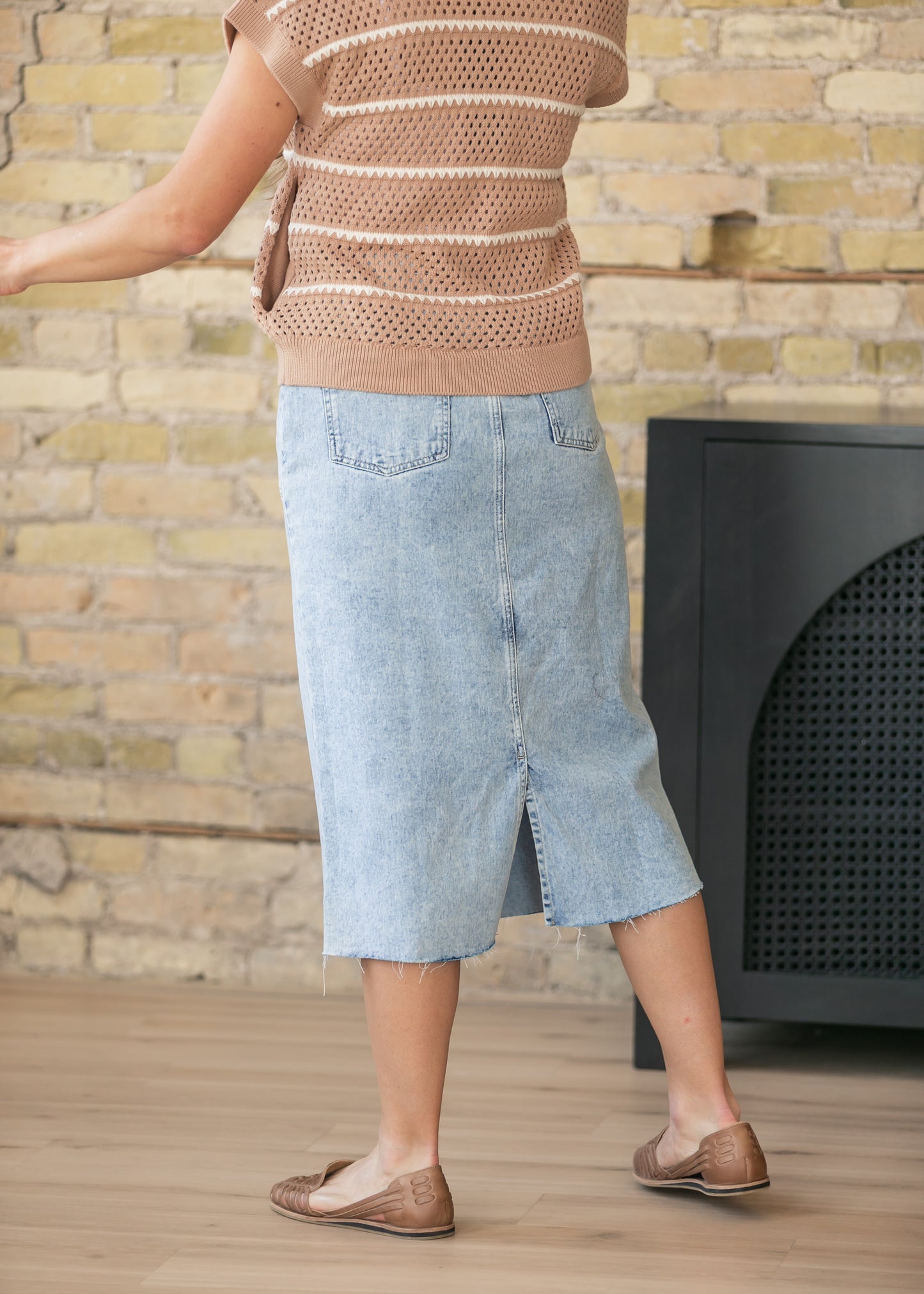 Square Pocket Denim Midi Skirt FF Skirts