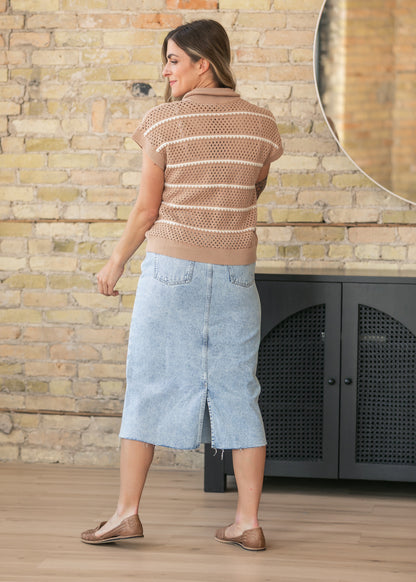 Square Pocket Denim Midi Skirt FF Skirts