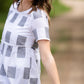 Square Print Peplum Short Sleeve Top - FINAL SALE Tops