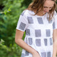 Square Print Peplum Short Sleeve Top - FINAL SALE Tops