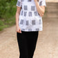 Square Print Peplum Short Sleeve Top - FINAL SALE Tops
