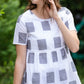 Square Print Peplum Short Sleeve Top - FINAL SALE Tops