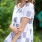 Square Print Peplum Short Sleeve Top - FINAL SALE Tops