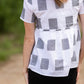 Square Print Peplum Short Sleeve Top - FINAL SALE Tops