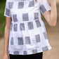 Square Print Peplum Short Sleeve Top - FINAL SALE Tops