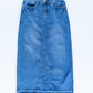 Stacy Raw Hem Long Denim Skirt IC Skirts