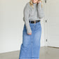 Stacy Raw Hem Long Denim Skirt IC Skirts