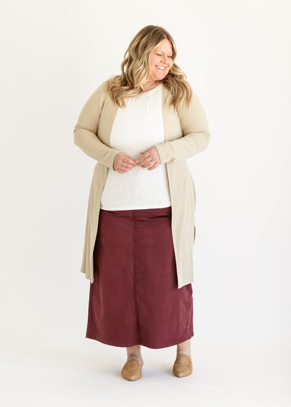 Stella Burgundy Denim Maxi Skirt IC Skirts