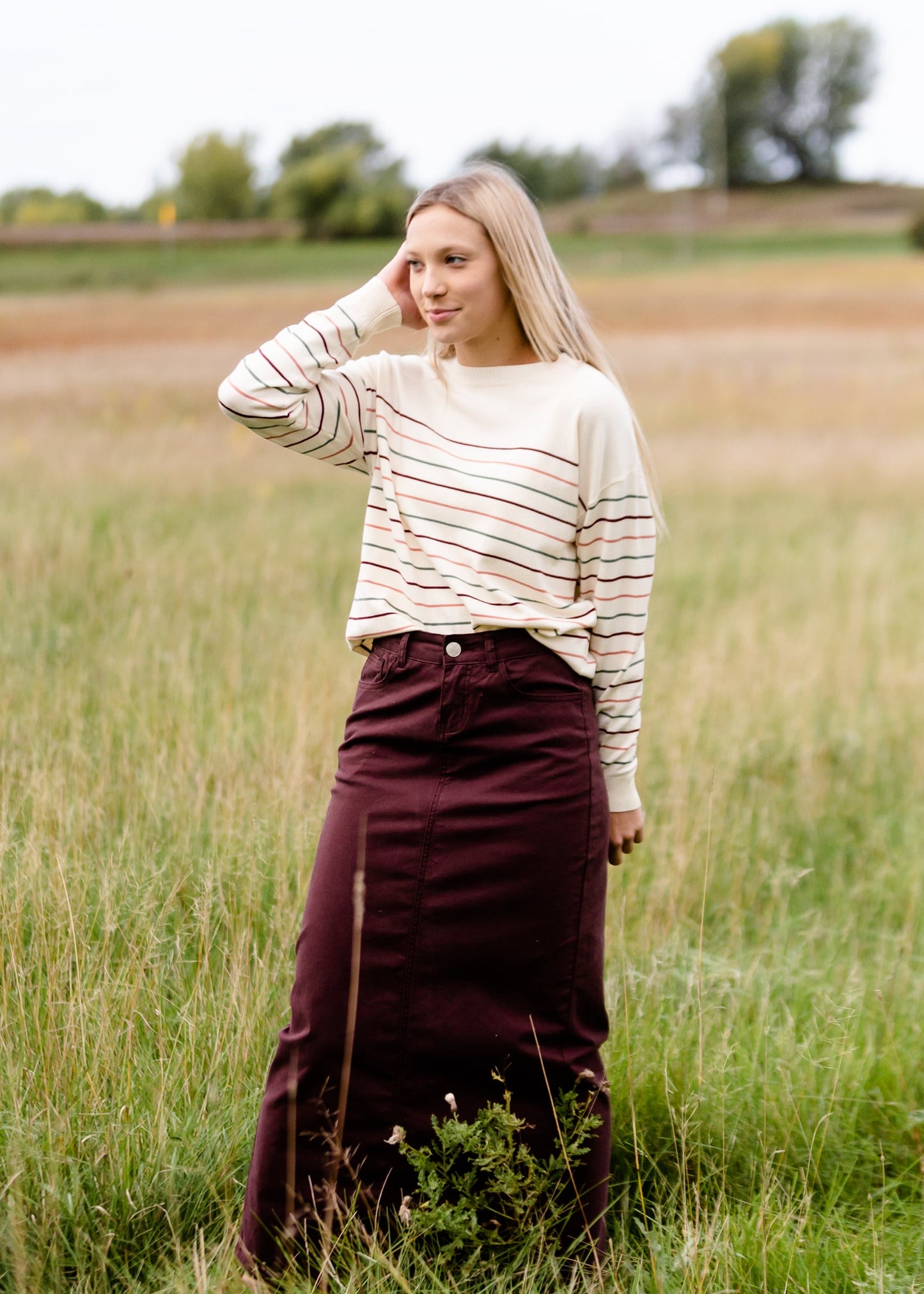 Stella Currant Long Denim Maxi Skirt - FINAL SALE IC Skirts