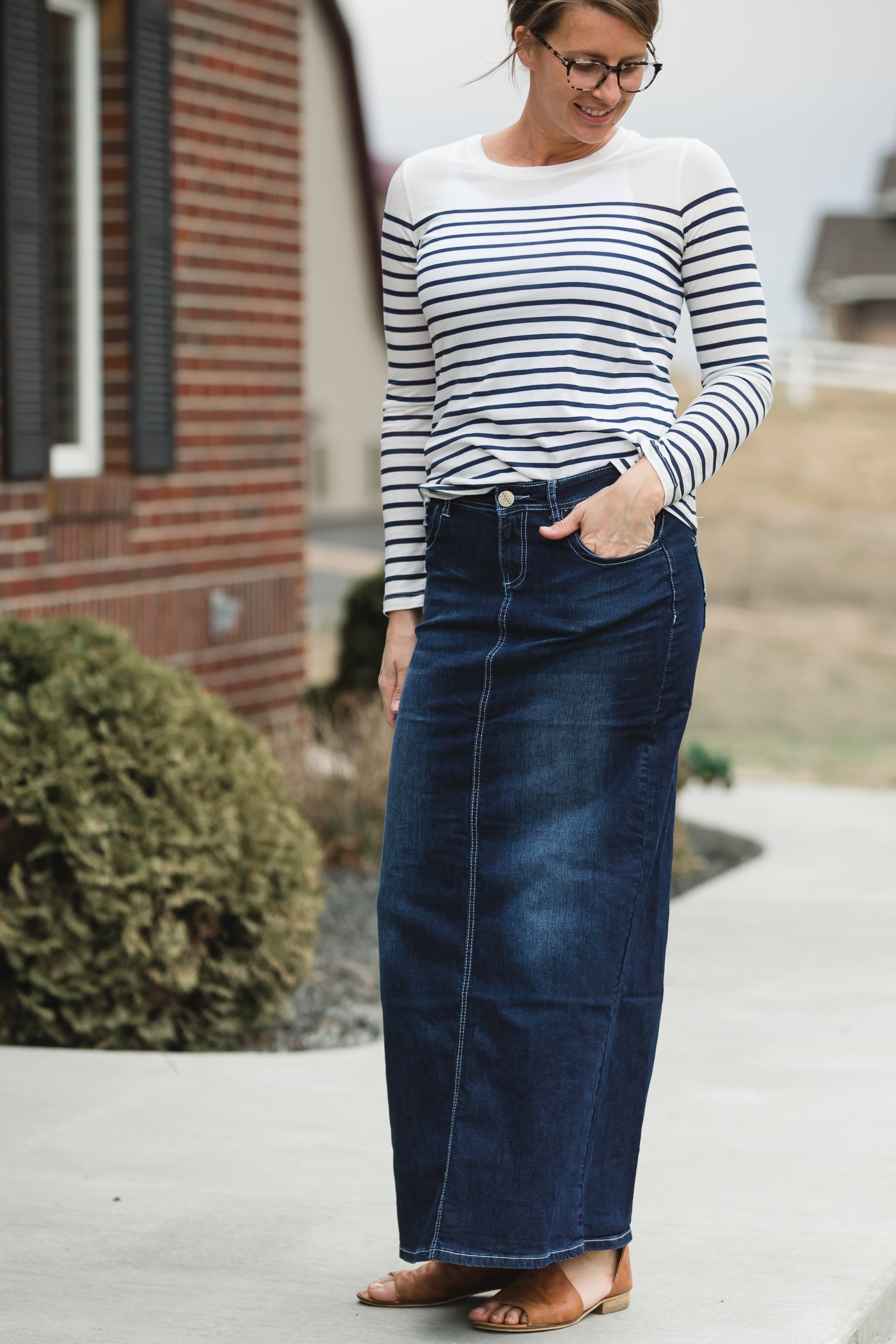 Stella Dark Denim Skirt 34" - FINAL SALE Skirts