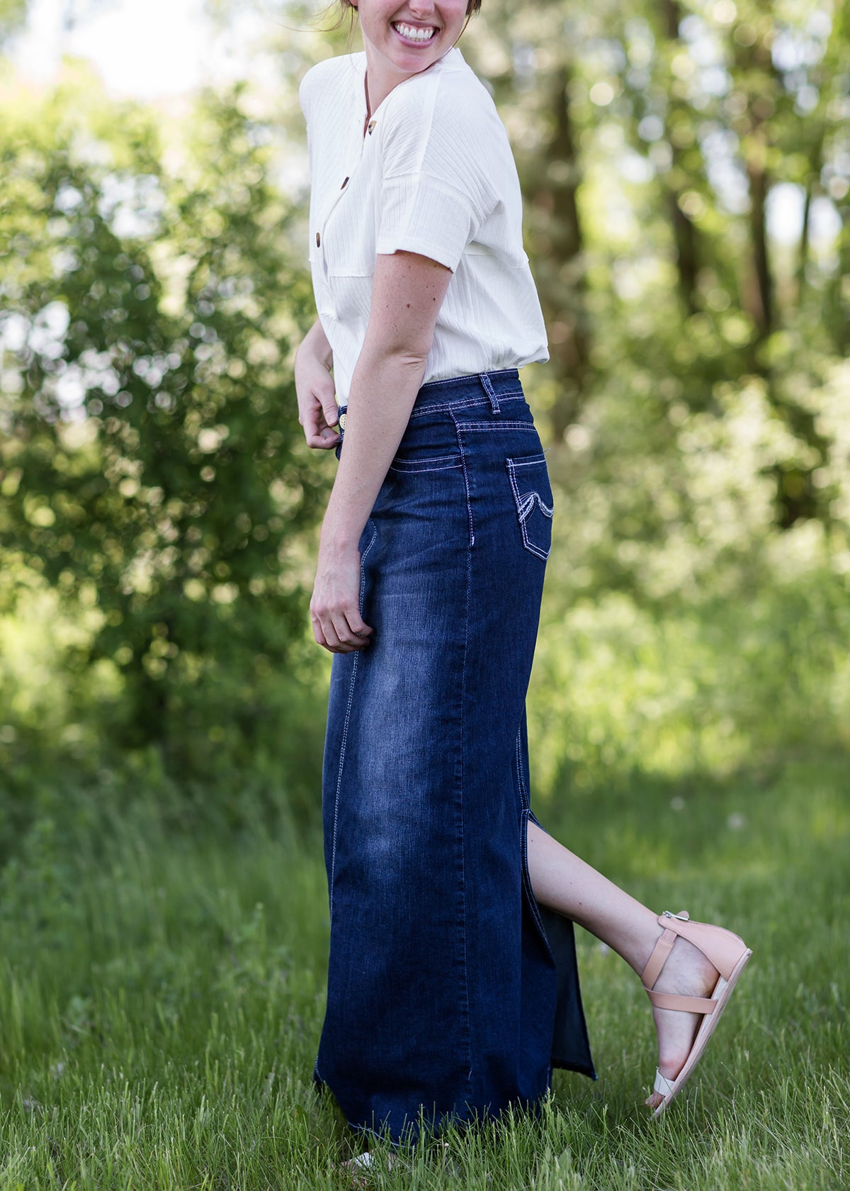 Stella Dark Denim Skirt 34" - FINAL SALE Skirts