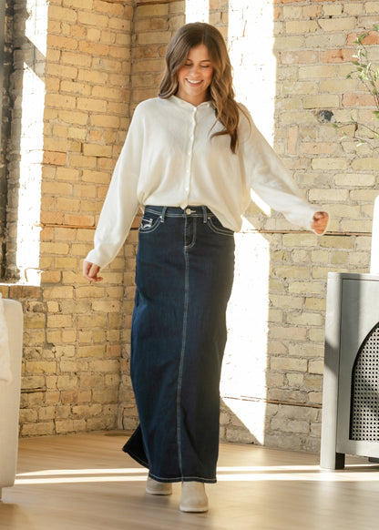 Stella Dark Wash Maxi Denim Skirt IC Skirts