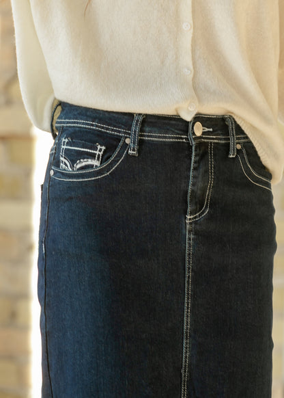Stella Dark Wash Maxi Denim Skirt IC Skirts