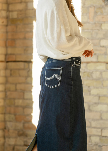 Stella Dark Wash Maxi Denim Skirt IC Skirts