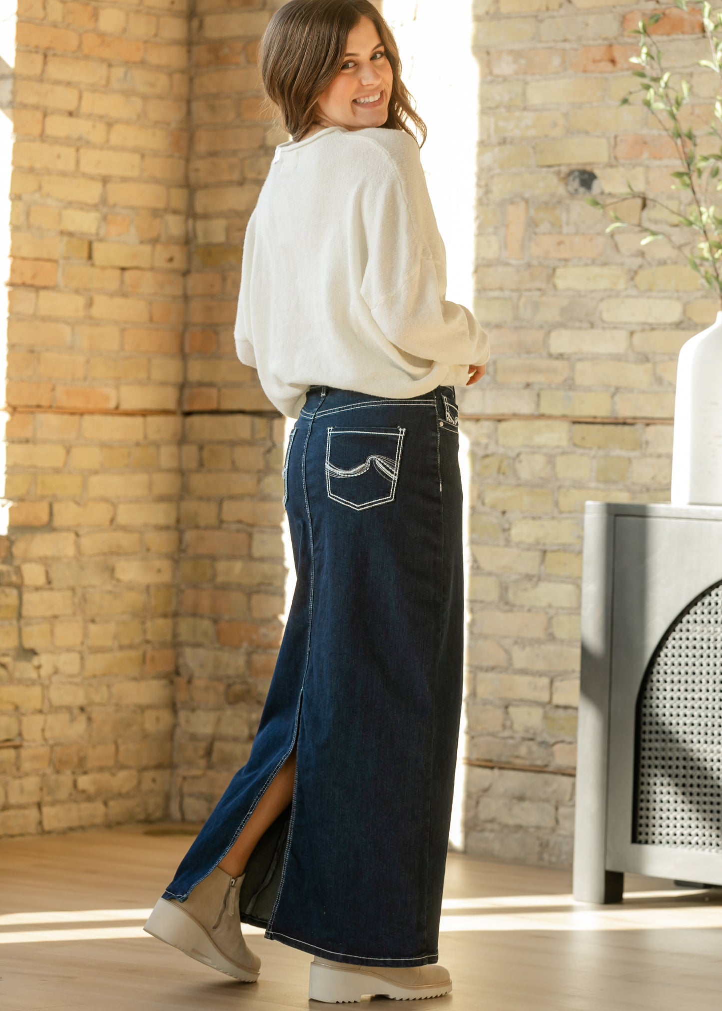 Stella Dark Wash Maxi Denim Skirt IC Skirts