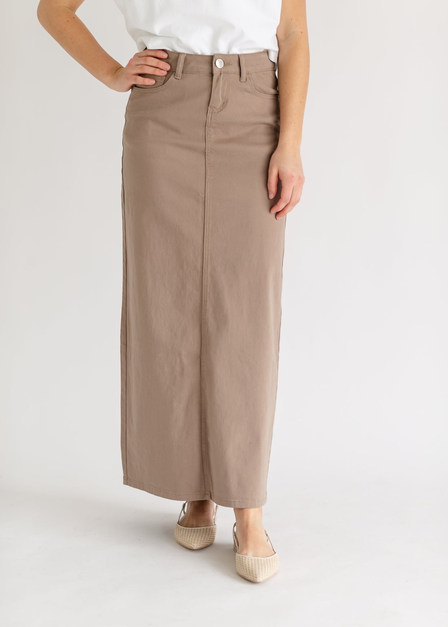 Stella Desert Taupe Long Denim Skirt IC Skirts