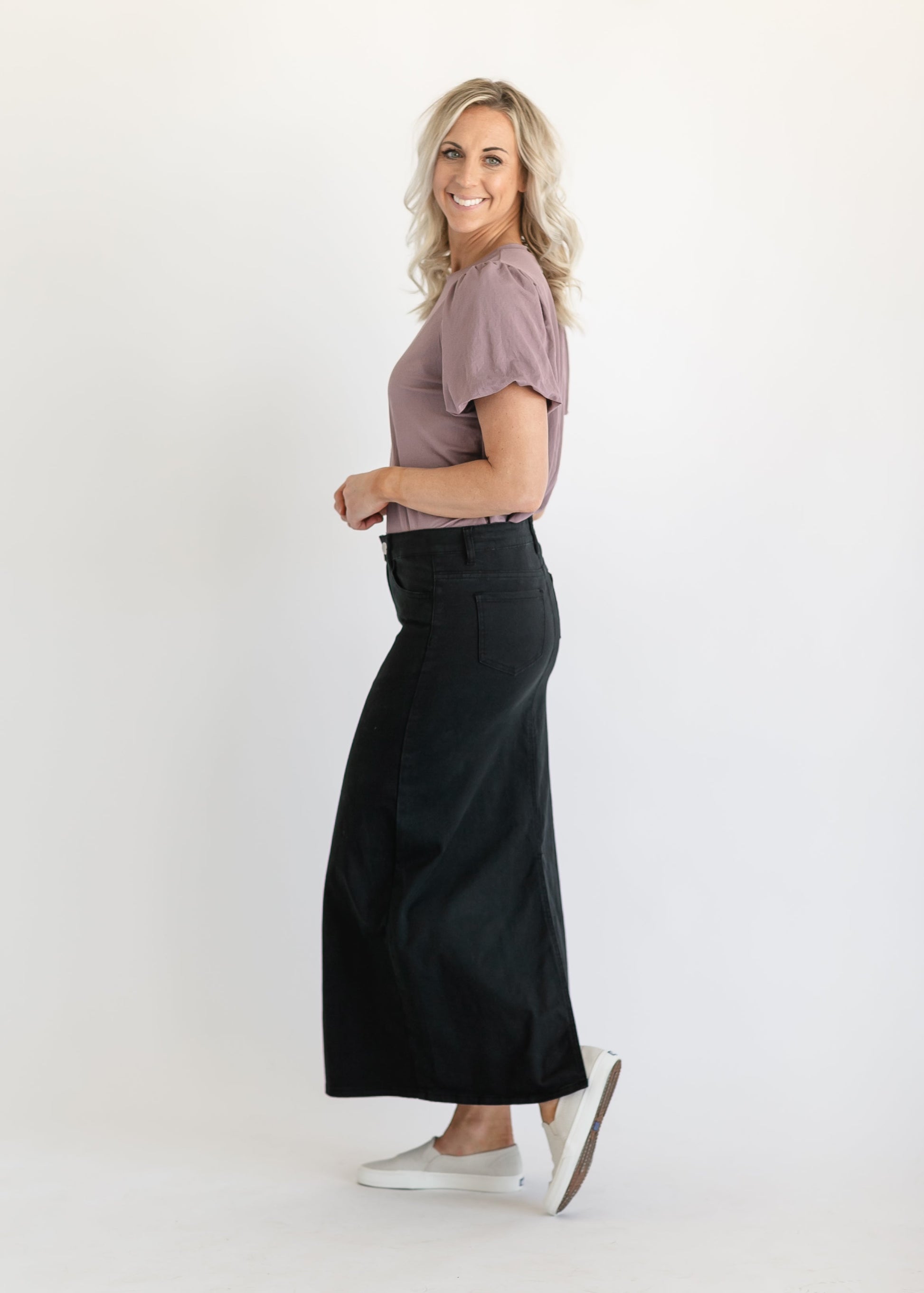 Stella Jet Black Denim Maxi Skirt IC Skirts