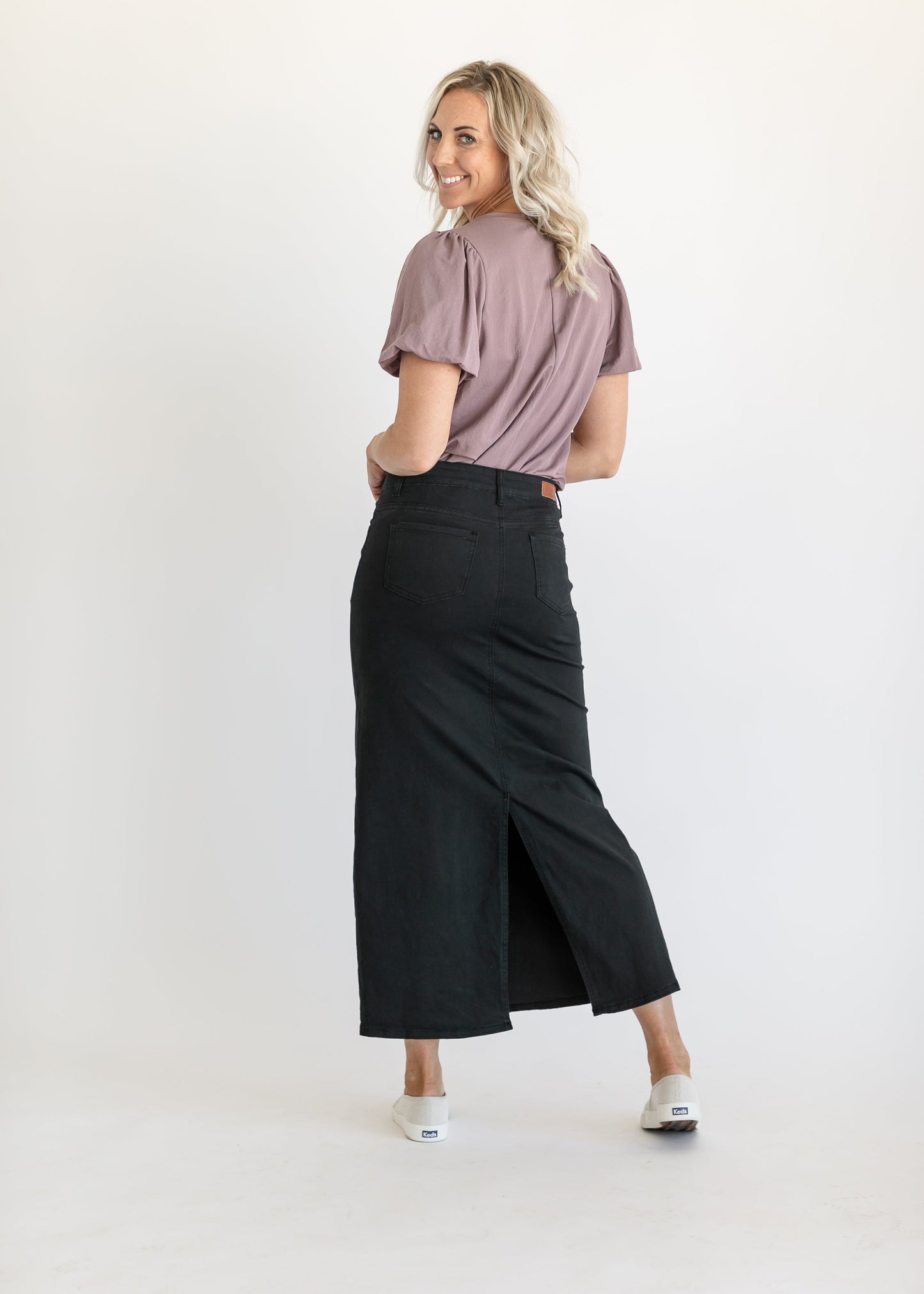 Stella Jet Black Denim Maxi Skirt IC Skirts